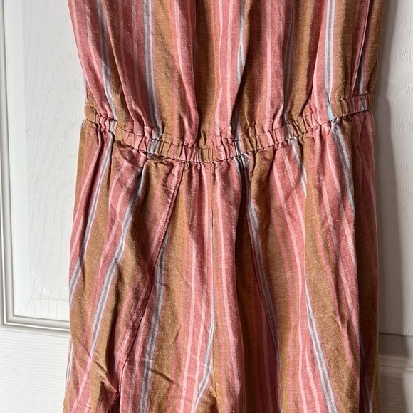 DREW Emerson Wide Split Leg Strapless Linen Blend Striped Romper Size Small - Picture 6 of 16